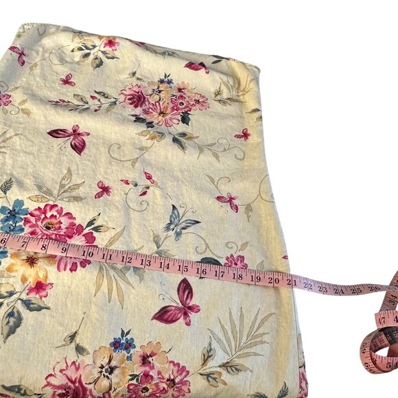 Vintage Floral Linen Shift Dress Sleeveless Butterfly Spring Fairy Feminine - Picture 9 of 10